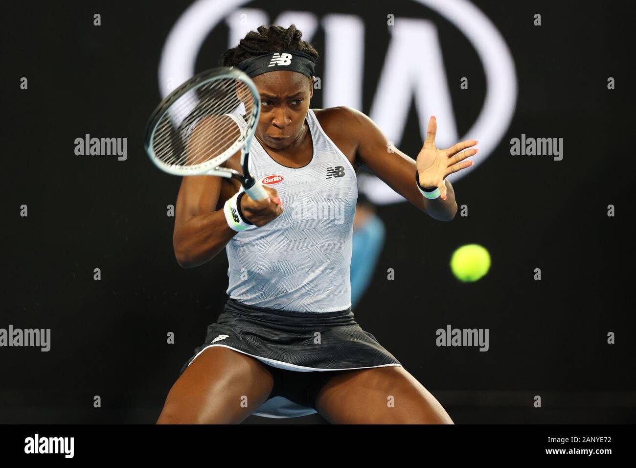 Melbourne, Australien. 20. Jan 2020. Coco Gauff der USA besiegt Venus Williams, USA. ,. Zum Melbourne Park, Melbourne, Australien am 20. Januar 2020. Foto von Peter Dovgan. Credit: UK Sport Pics Ltd/Alamy leben Nachrichten Stockfoto