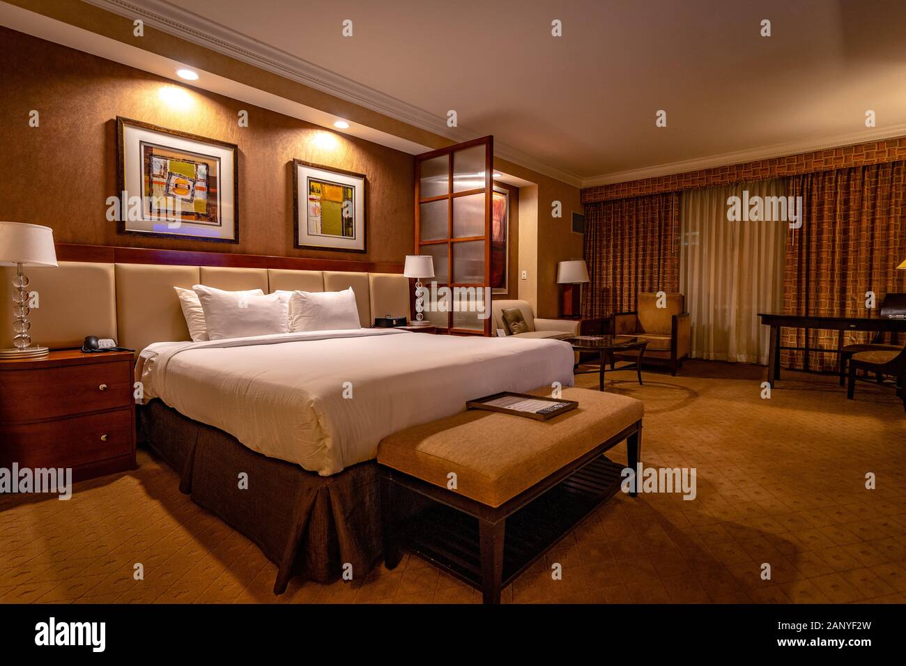 Las Vegas, Nevada, USA - Schlafzimmer in der MGM Signature Hotel Zimmer Stockfoto