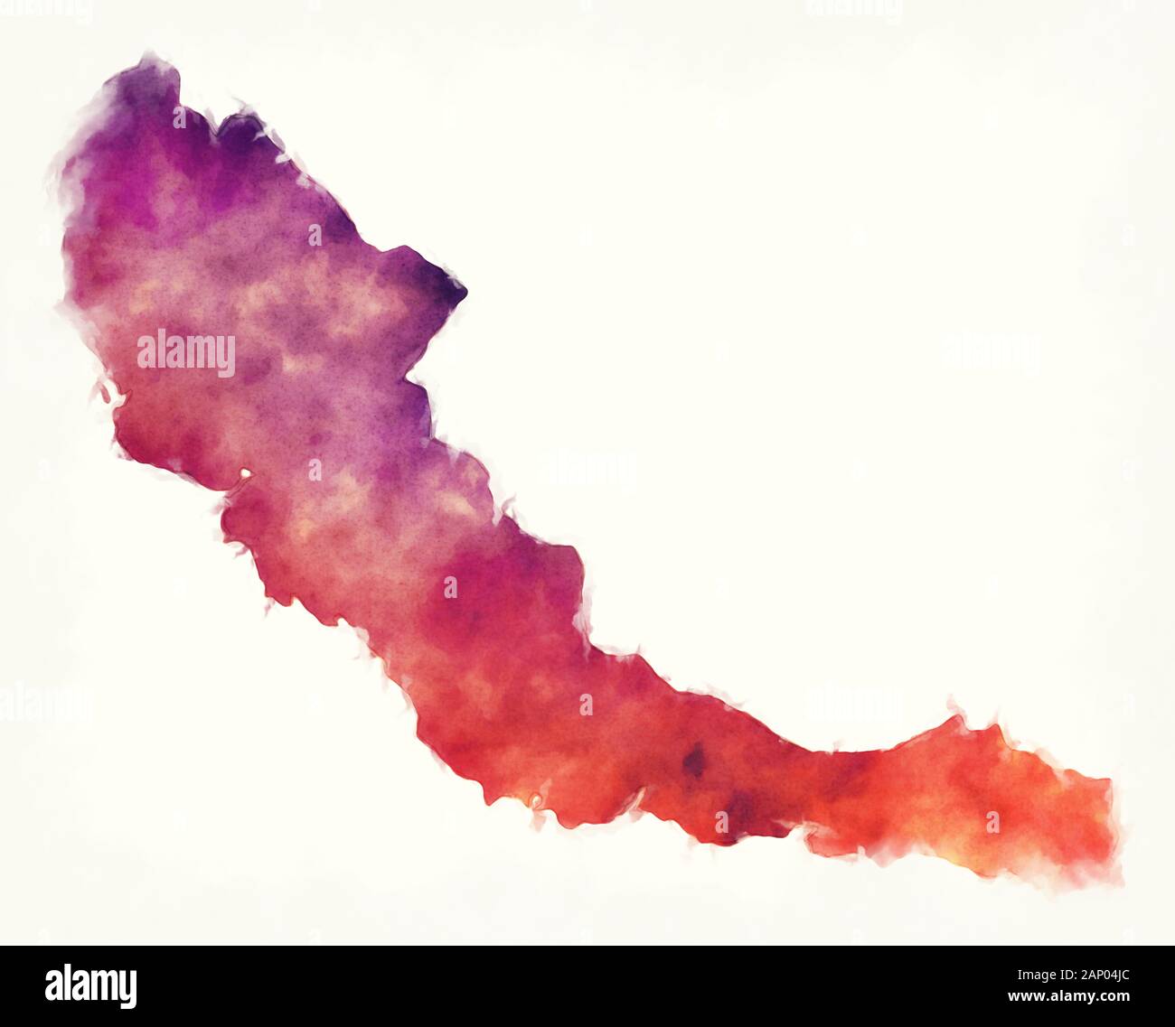 Zentrale Provinz aquarell Karte von Papua-neuguinea Stockfoto