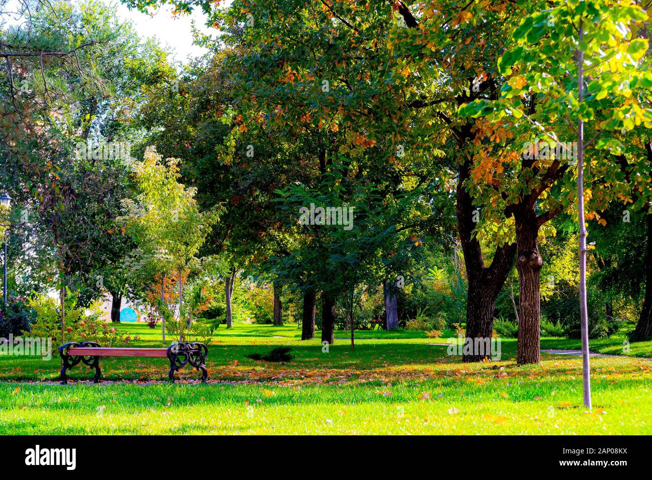 City Park im Herbst. Ruhe in der grossen Stadt leben Stockfoto