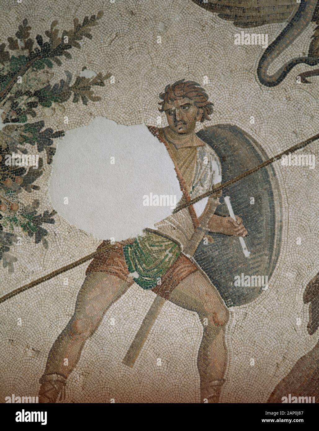 Jagd Szene. Mosaik zwischen dem vierten und fünften Jahrhundert datiert. Von dem Großen Palast von Konstantinopel. Mosaic Museum. Istanbul, Türkei. Byzantinischen Periode. Stockfoto