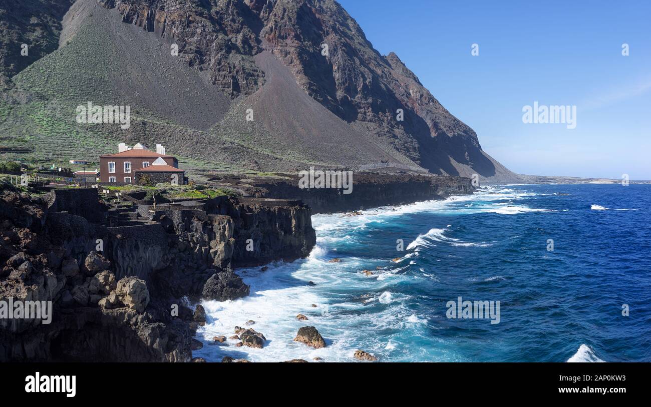 El Hierro - die Aussicht auf die Küstenlinie in Pozo de la Salud Stockfoto