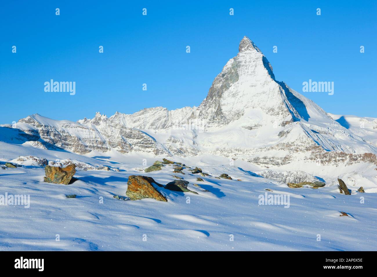 Das Matterhorn (4478m) in der Nähe von Zermatt, Wallis, Schweiz Stockfoto