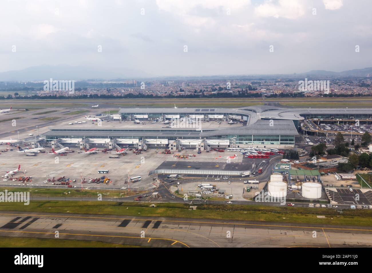 Bogota, Kolumbien - 31. Januar 2019: Luftaufnahme von Bogota Flughafen (BOG) in Kolumbien. | Verwendung weltweit Stockfoto