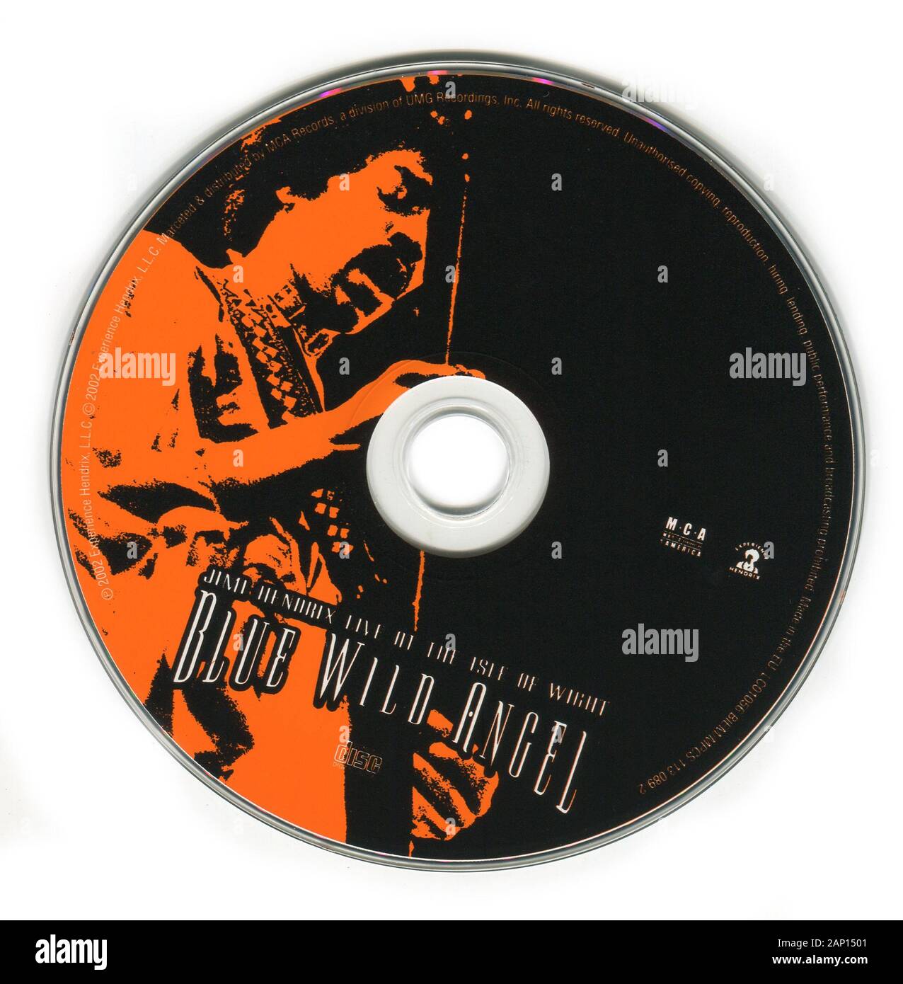 CD: Jimi Hendrix - Blue Wild Angel ‎ (Jimi Hendrix Live At The Isle Of Wight), von MCA Records am 12. November 2002 freigegeben. Stockfoto