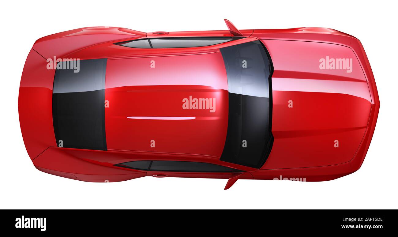 Red Muscle Car - Ansicht von oben Stockfoto
