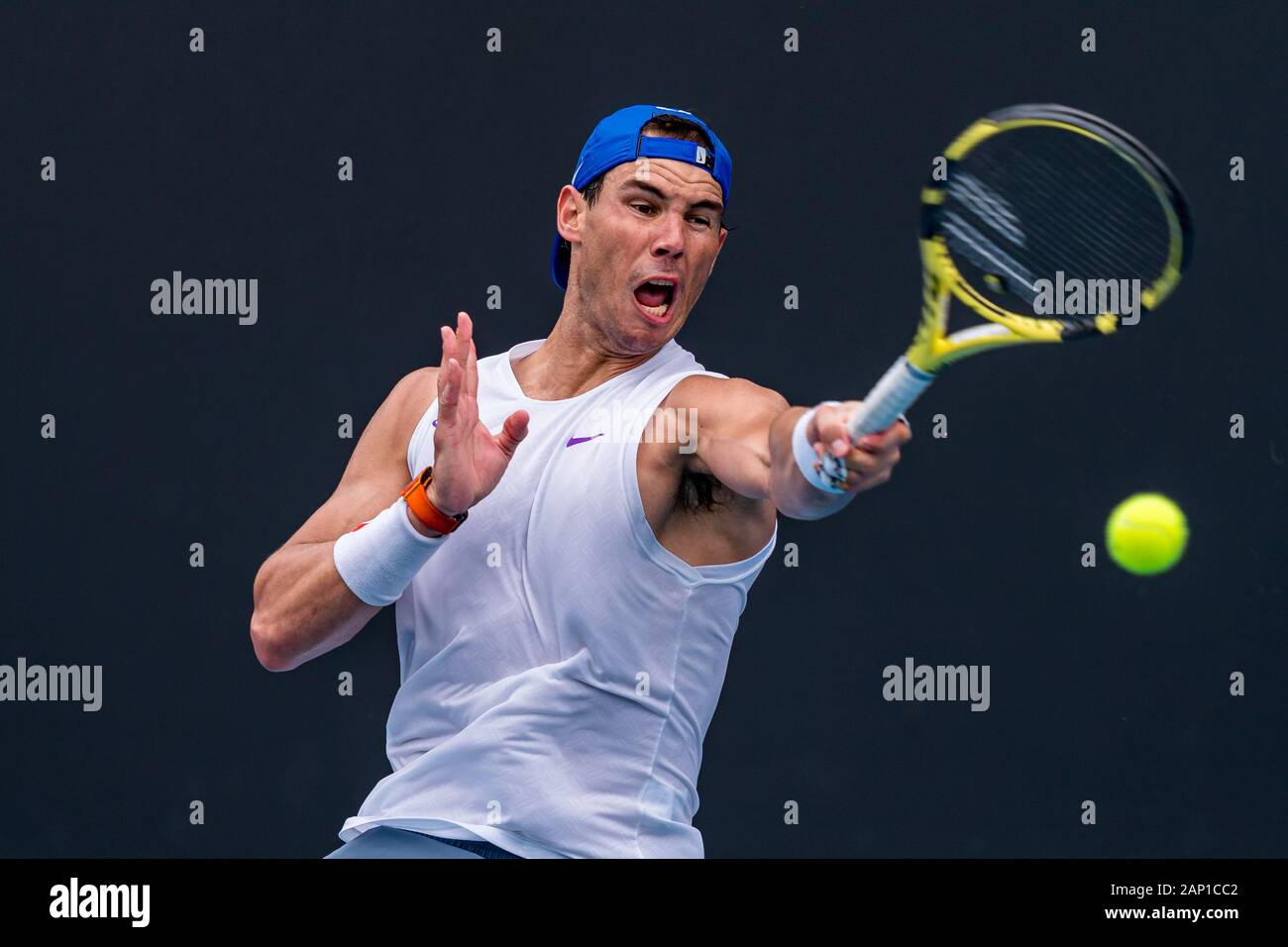 Melbourne, Australien. 20 Jan, 2020. Rafael Nadal aus Spanien während der Praxis Tagung 2020 Australian Open Tennis Championship Tag 1 im Melbourne Park Tennis Centre, Melbourne, Australien. 20. Jan 2020. (© Andy Cheung/ArcK Images/arckimages.com/UK Tennis Magazin / International Sports Fotos) Credit: Roger Parker/Alamy leben Nachrichten Stockfoto