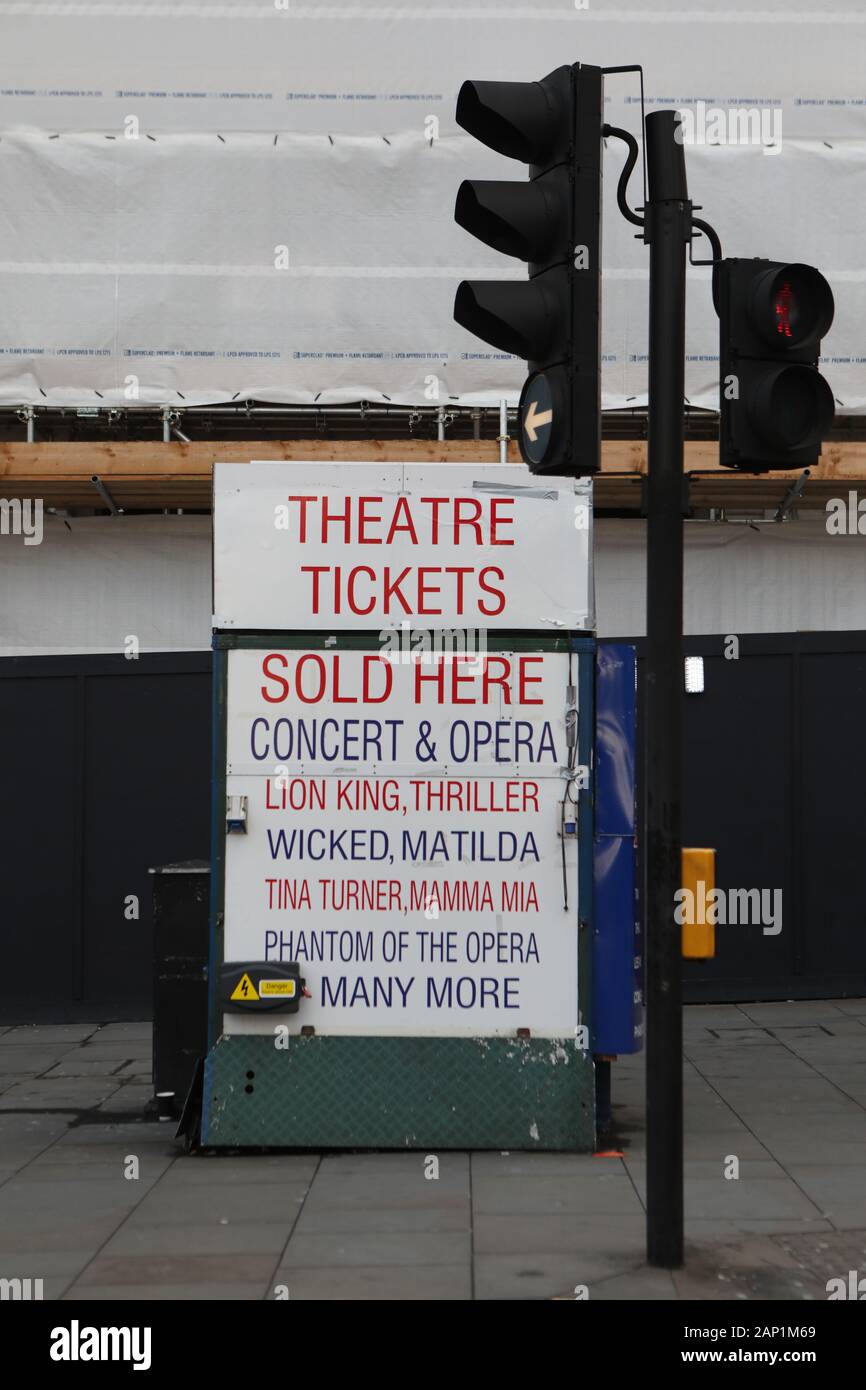 Ein Ticket Booth Tickets für Theater in London. PA-Foto. Bild Datum: Donnerstag, 16. Januar 2020. Photo Credit: Luciana Guerra/PA-Kabel Stockfoto