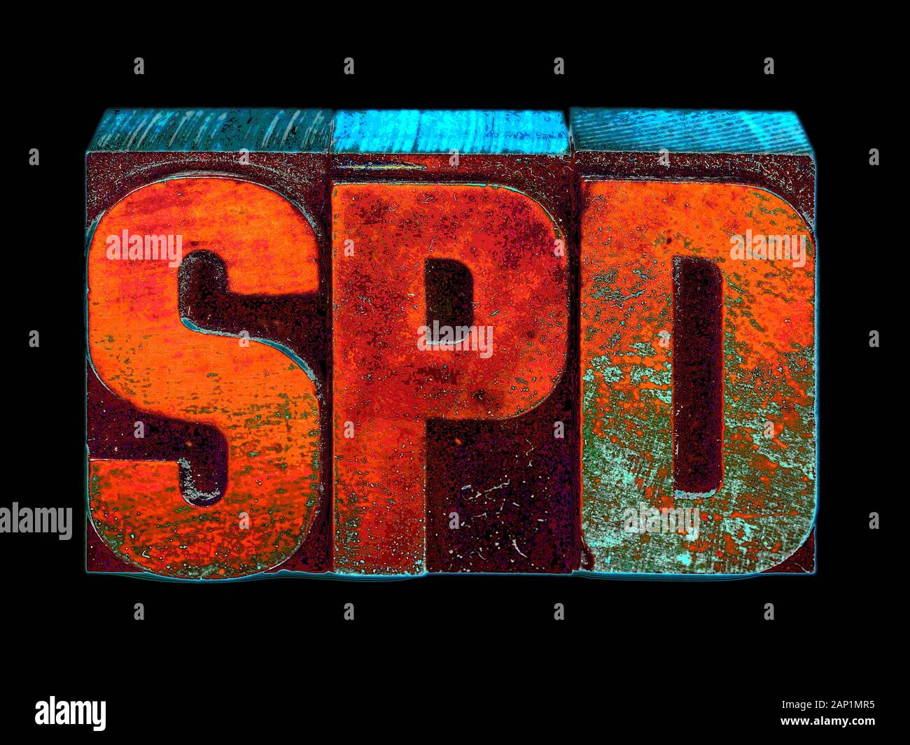Holz- Buchdruck Buchstaben, SPD, Sozialdemokratische Partei Stockfoto