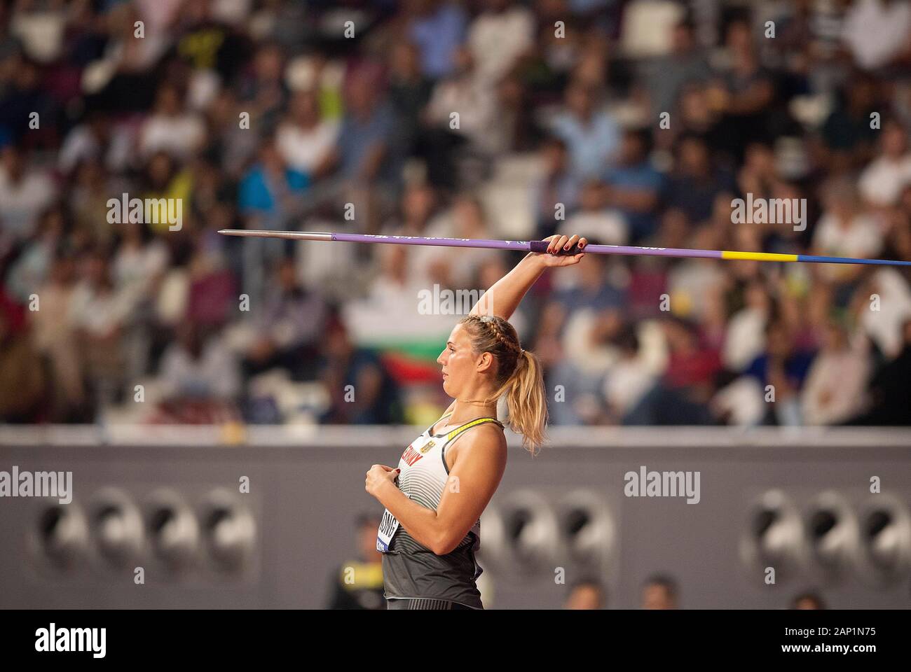 Christin HUSSONG (Deutschland/Platz 4) handeln. Finale Speerwerfen der Frauen, die am 1. Oktober 2019 Leichtathletik WM 2019 in Doha/Katar, vom 27. September. - 10.10.2019. Â | Verwendung weltweit Stockfoto