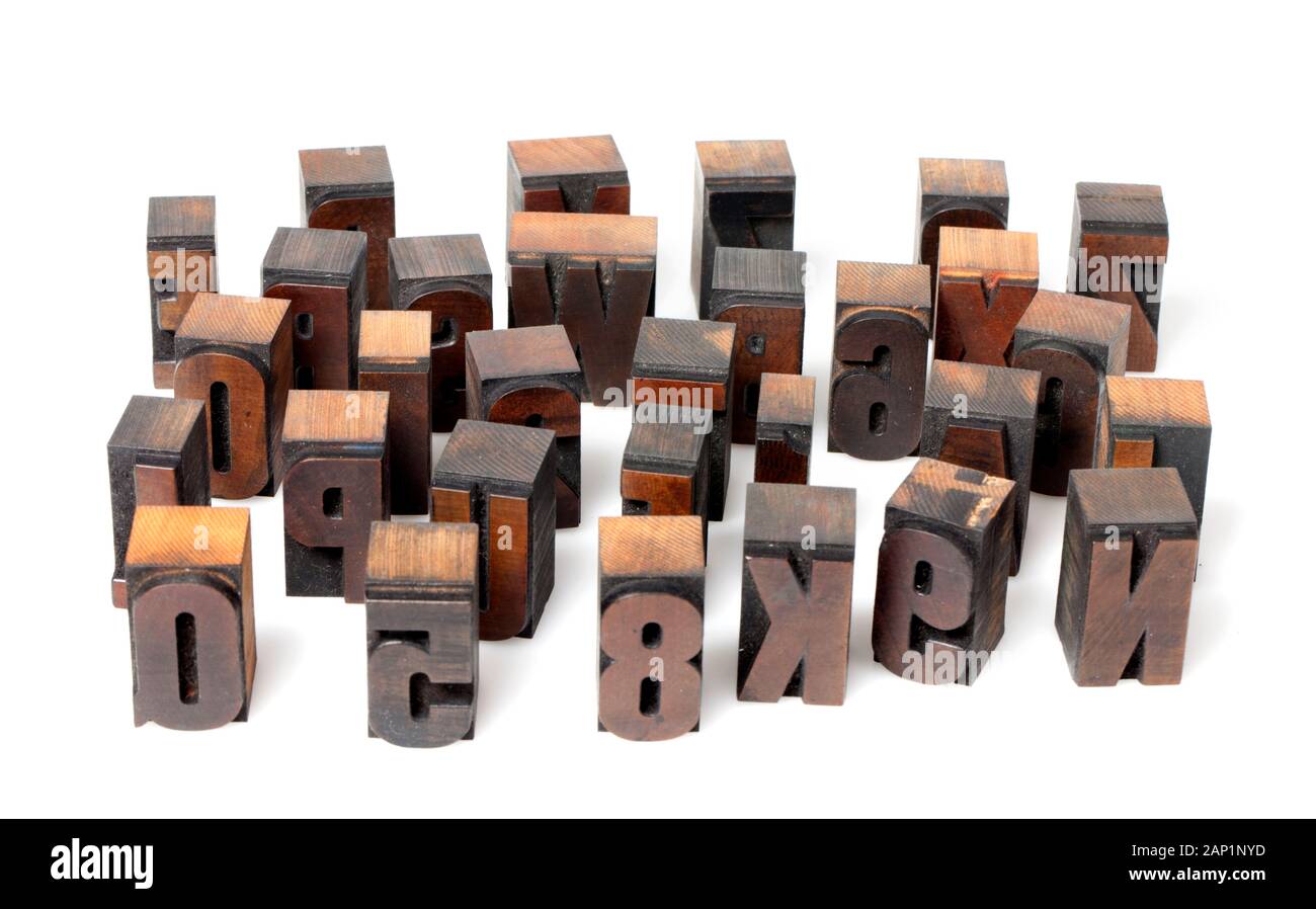 Holz- Buchdruck Buchstaben Stockfoto