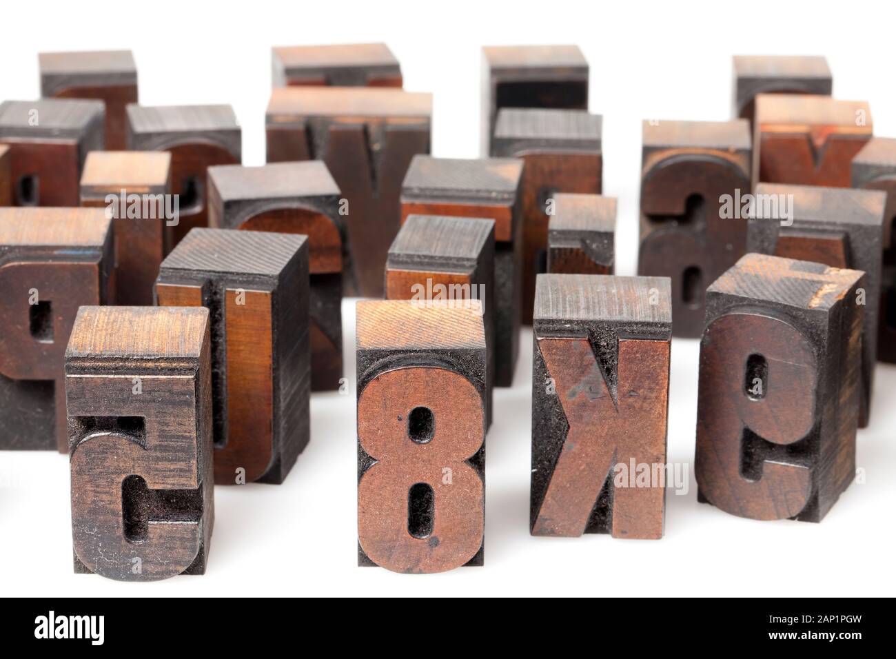 Holz- Buchdruck Buchstaben Stockfoto