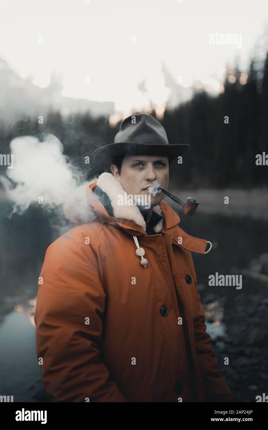 Dies ist ein Portrait genommen @ Moraine Lake, Alberta, BC von meinem guten Freund Christian Watson. Stockfoto