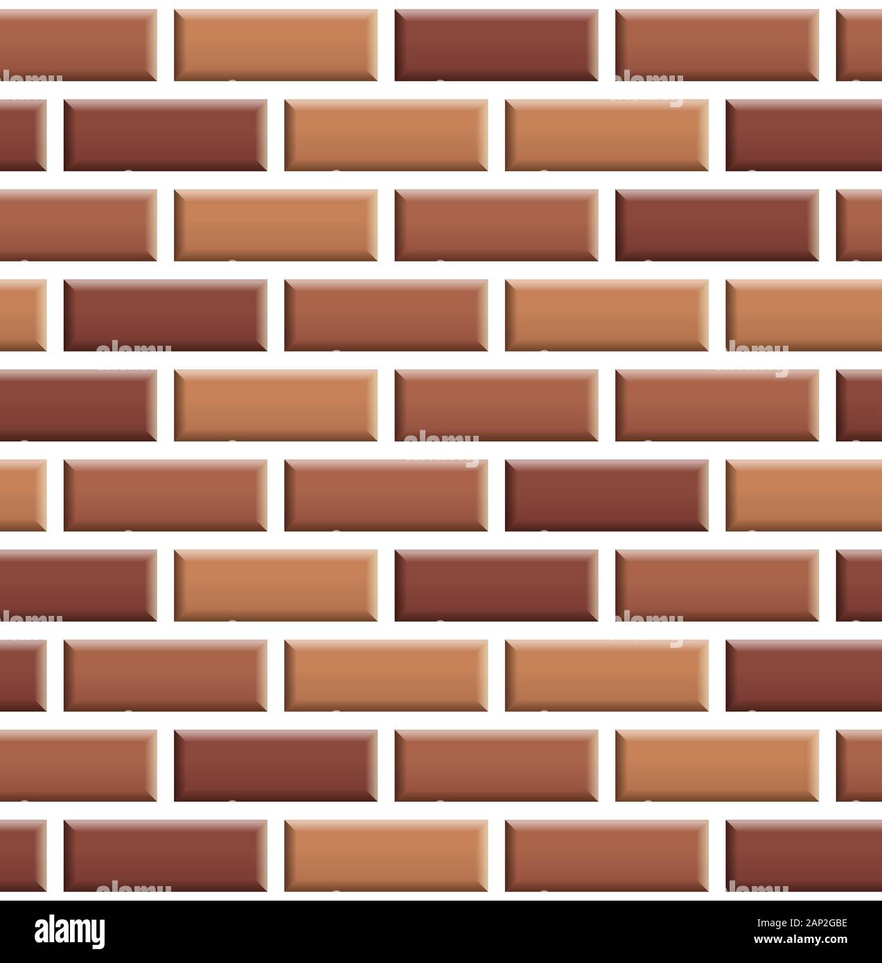 Nahtlose Textur von Red brick wall. Wiederholendes Muster von braunem Stein mit weißer Naht Hintergrund Stockfoto