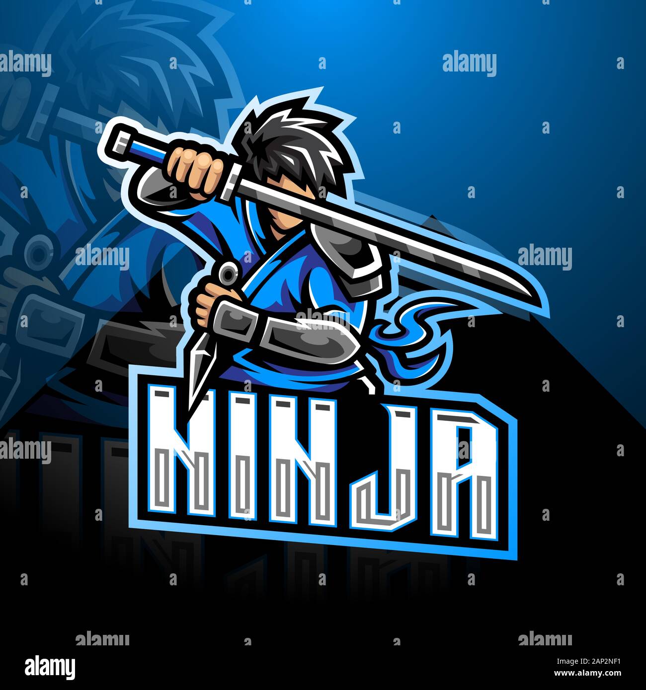 Ninja esport Maskottchen Logo Design Stock Vektor