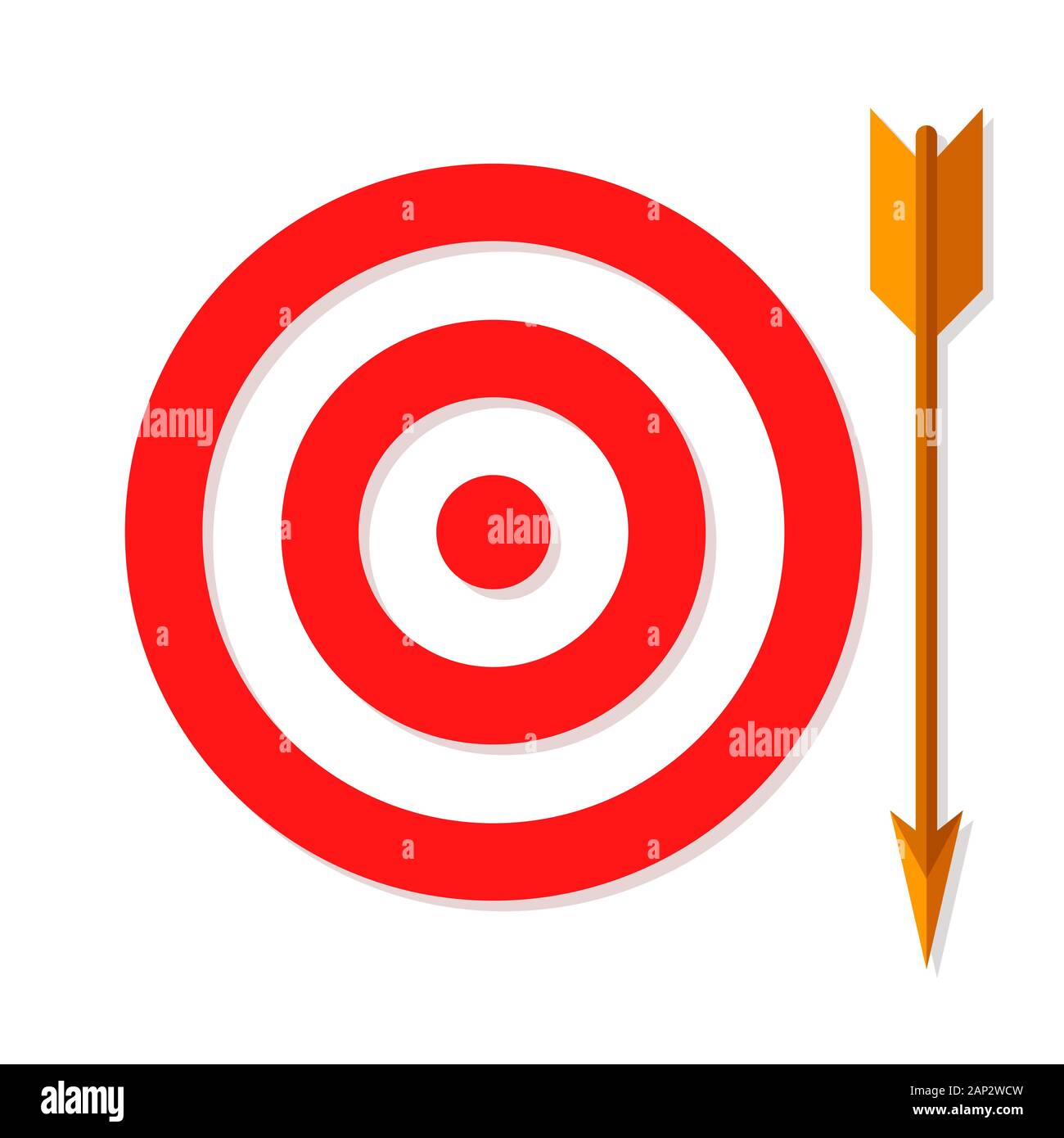Ziel mit Pfeil. Ziel mit Pfeil auf weißem Hintergrund. Zielsymbol in flacher Ausführung. Vector Illustration. Stock Vektor