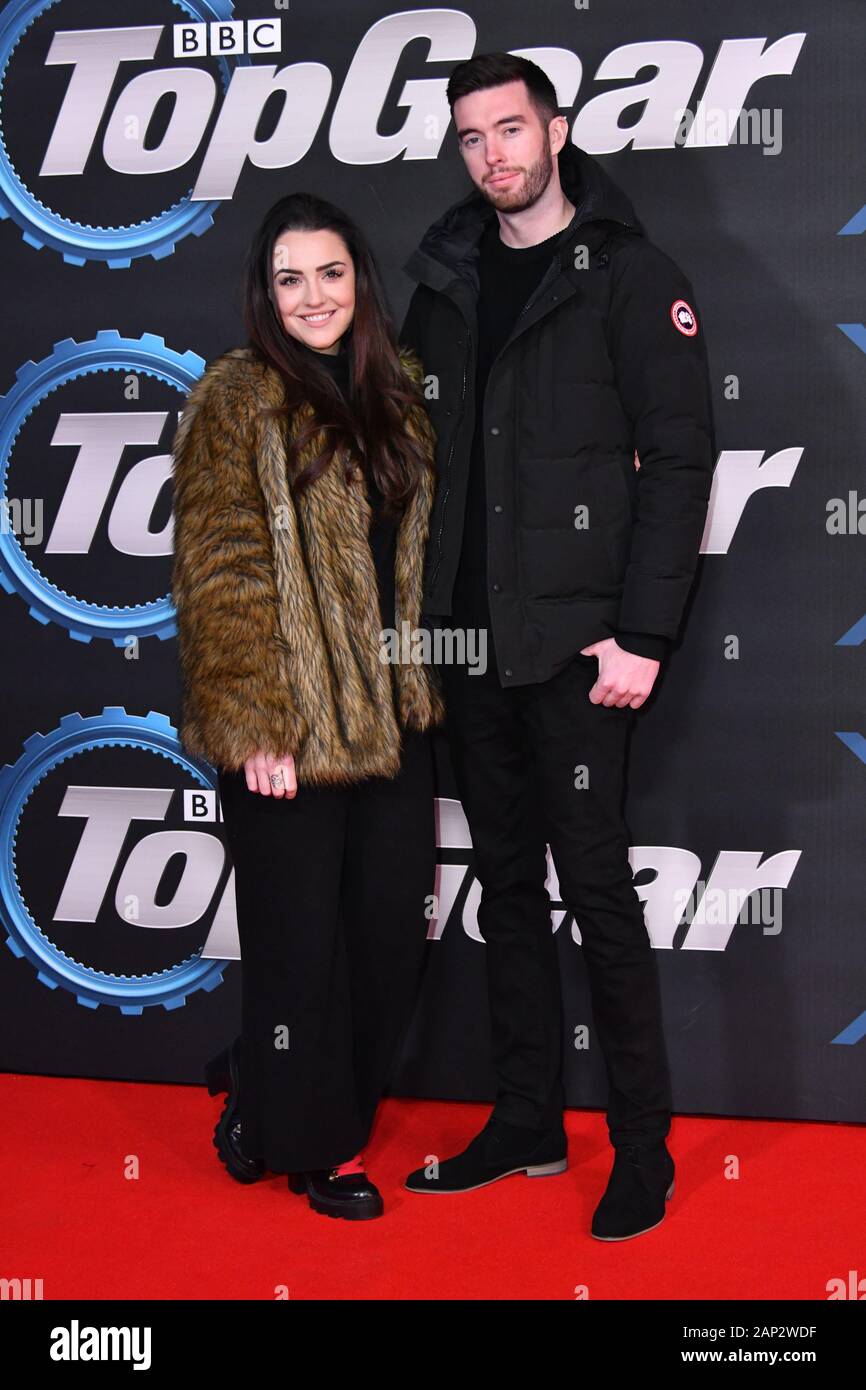 London, Großbritannien. 20 Jan, 2020. Becky Evans und James Deane besuchen Premiere der neuesten Serie von Top Gear Motor Show, im Odeon Luxe Leicester Square London, Großbritannien - 20 Januar 2020 Credit: Nils Jorgensen/Alamy Live News Credit: Nils Jorgensen/Alamy leben Nachrichten Stockfoto