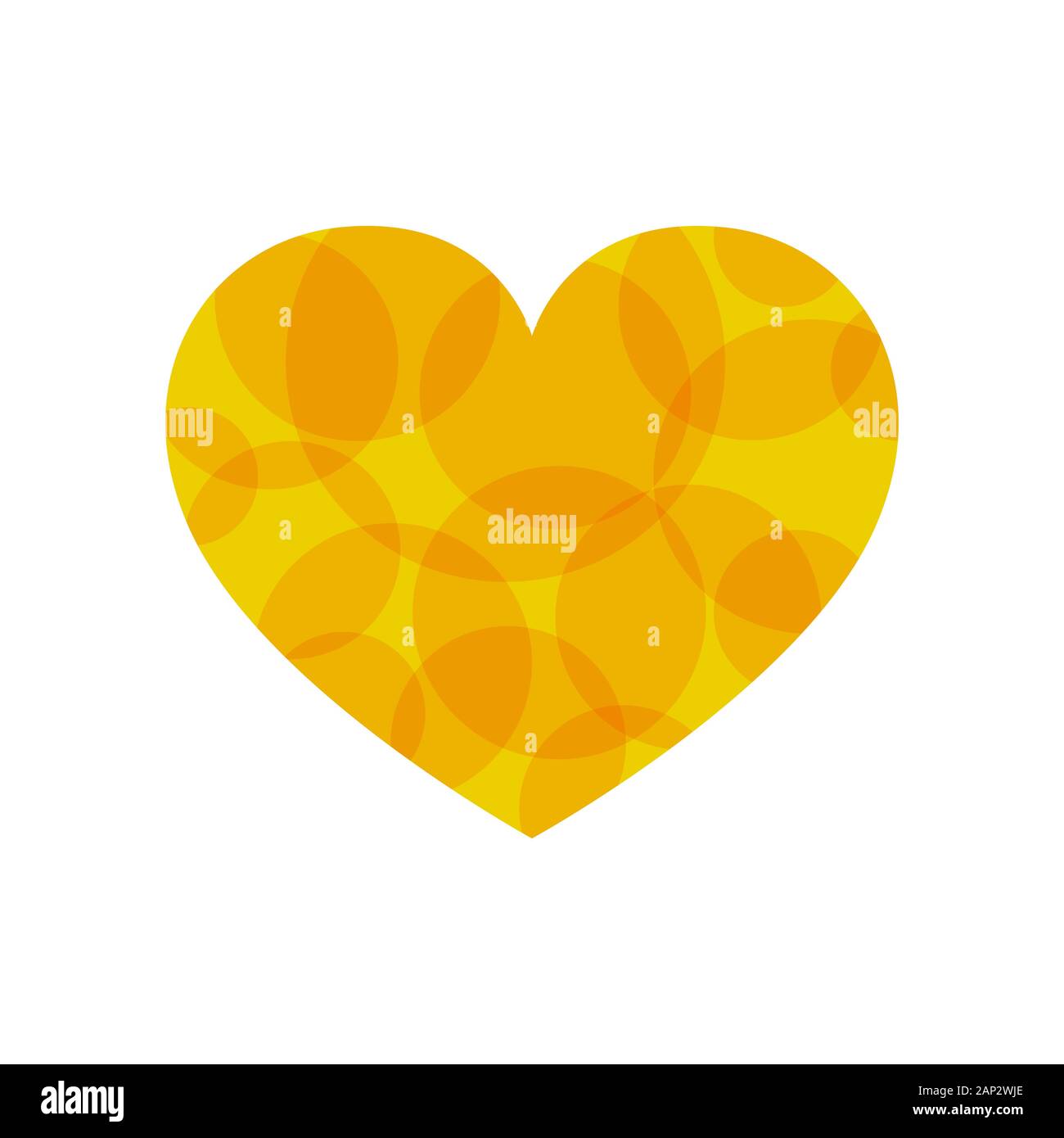 Gelbe Herz für den Valentinstag. Abstraktes Herz auf weißem Hintergrund in flacher Ausführung. Vector Illustration. Stock Vektor