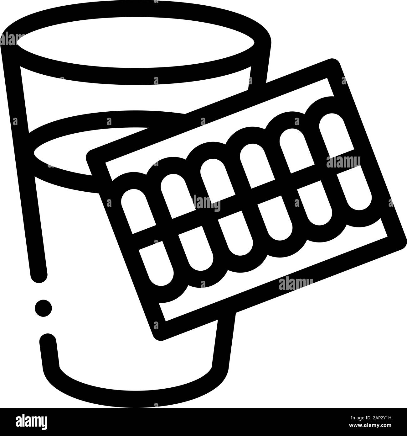 Pillen Wasser Glas Symbol Vektor Kontur Abbildung Stock Vektor