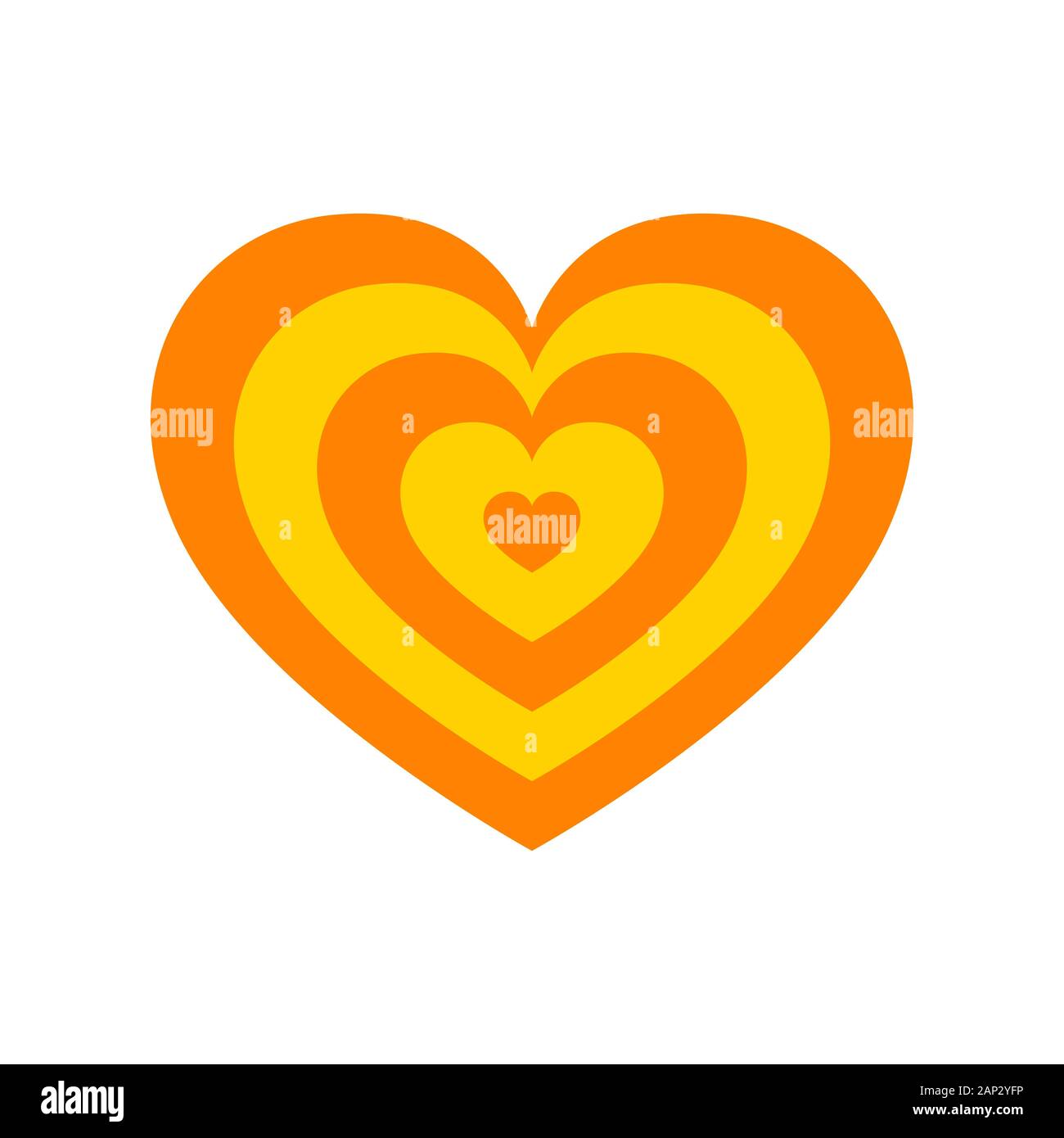 Orange Herzen für den Valentinstag. Abstraktes Herz auf weißem Hintergrund in flacher Ausführung. Vector Illustration. Stock Vektor