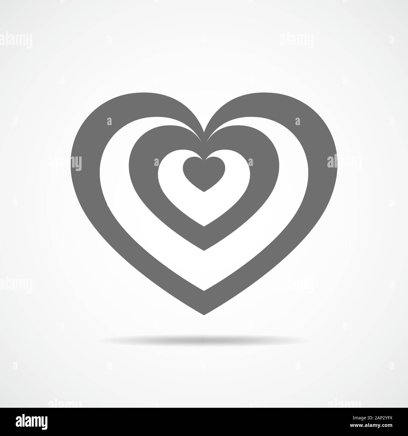 Grau Herz für den Valentinstag. Abstraktes Herz auf hellen Hintergrund in flacher Ausführung. Vector Illustration. Stock Vektor