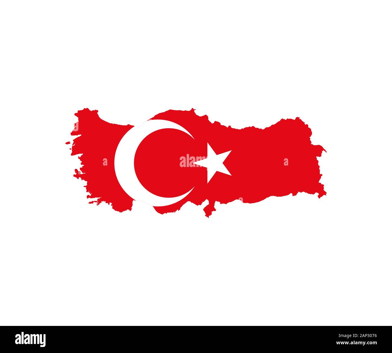 Türkei-Karte, Flagge auf weißem Hintergrund. Vektorgrafiken. Stock Vektor