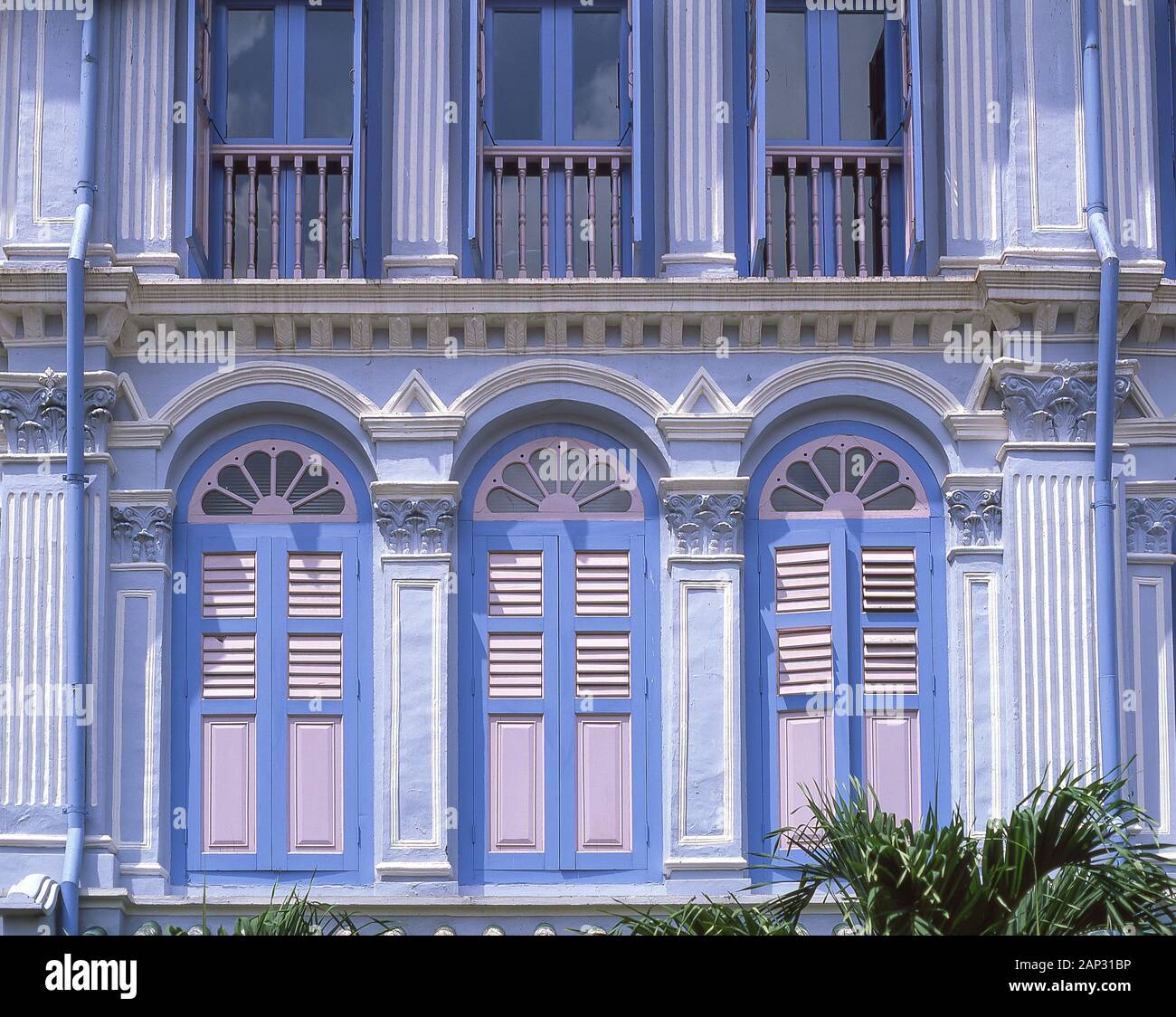Colonial Fensterläden, Duxton Road, Tanjong Pagar, Outram District, Central Area, Singapur Insel (Pulau Ujong), Singapur Stockfoto