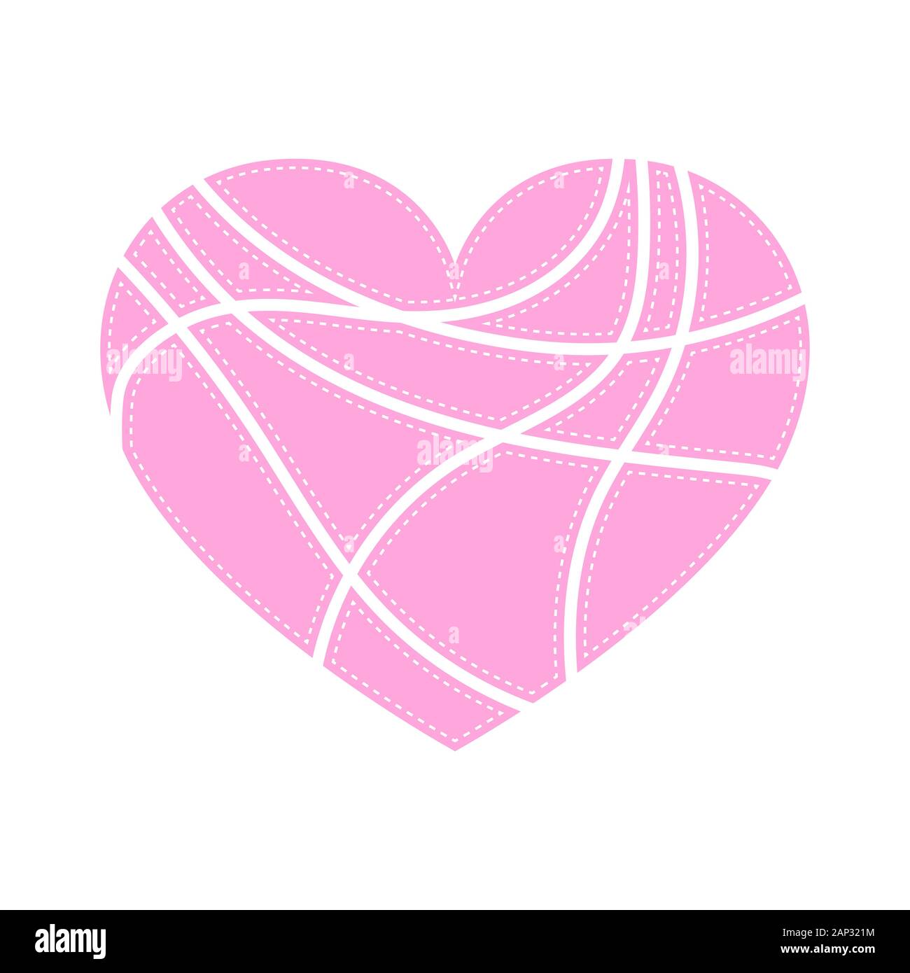 Rosa Herzen für den Valentinstag. Abstraktes Herz auf weißem Hintergrund in flacher Ausführung. Vector Illustration. Stock Vektor