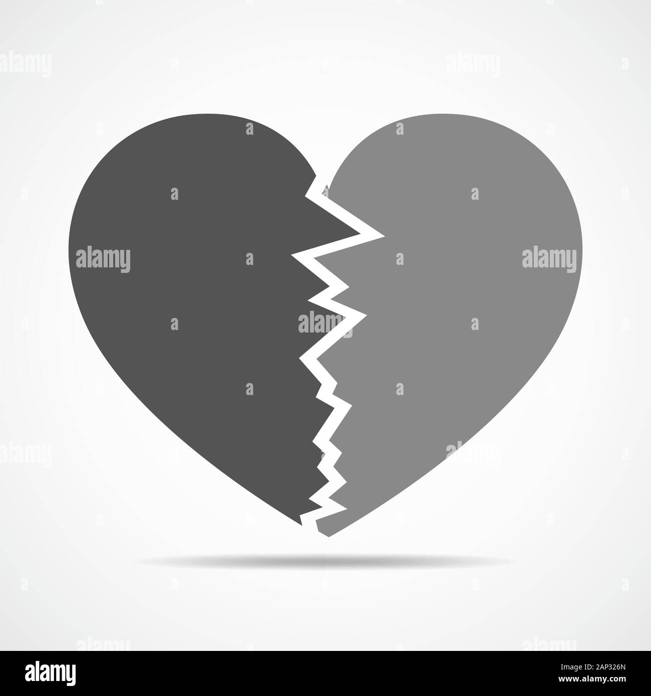 Zwei Seiten einer grauen Herz. Abstraktes Herz auf hellen Hintergrund in flacher Ausführung. Vector Illustration. Stock Vektor