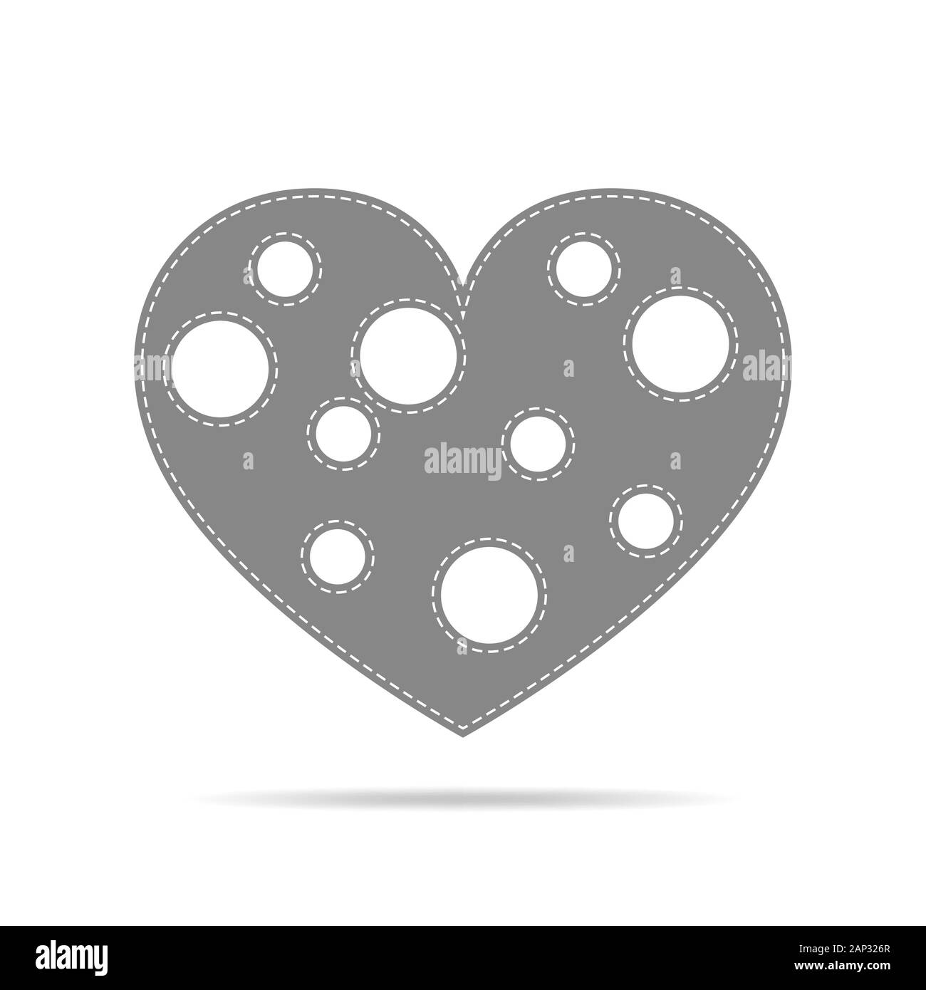 Grau Herz für den Valentinstag. Abstraktes Herz auf weißem Hintergrund in flacher Ausführung. Vector Illustration. Stock Vektor
