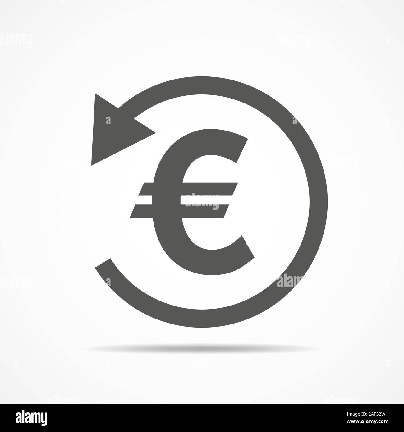 Erstattung Geld Symbol. Vector Illustration. Graue Zeichen der Erstattung Geld in flacher Ausführung. Stock Vektor