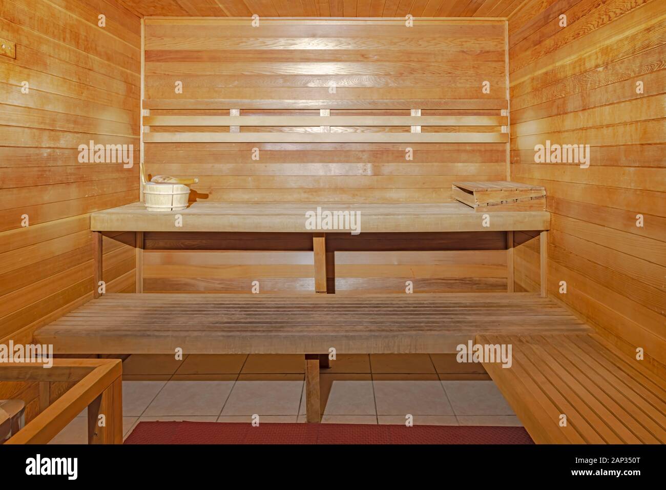 Innerhalb einer Sauna, Dampfbad Stockfoto