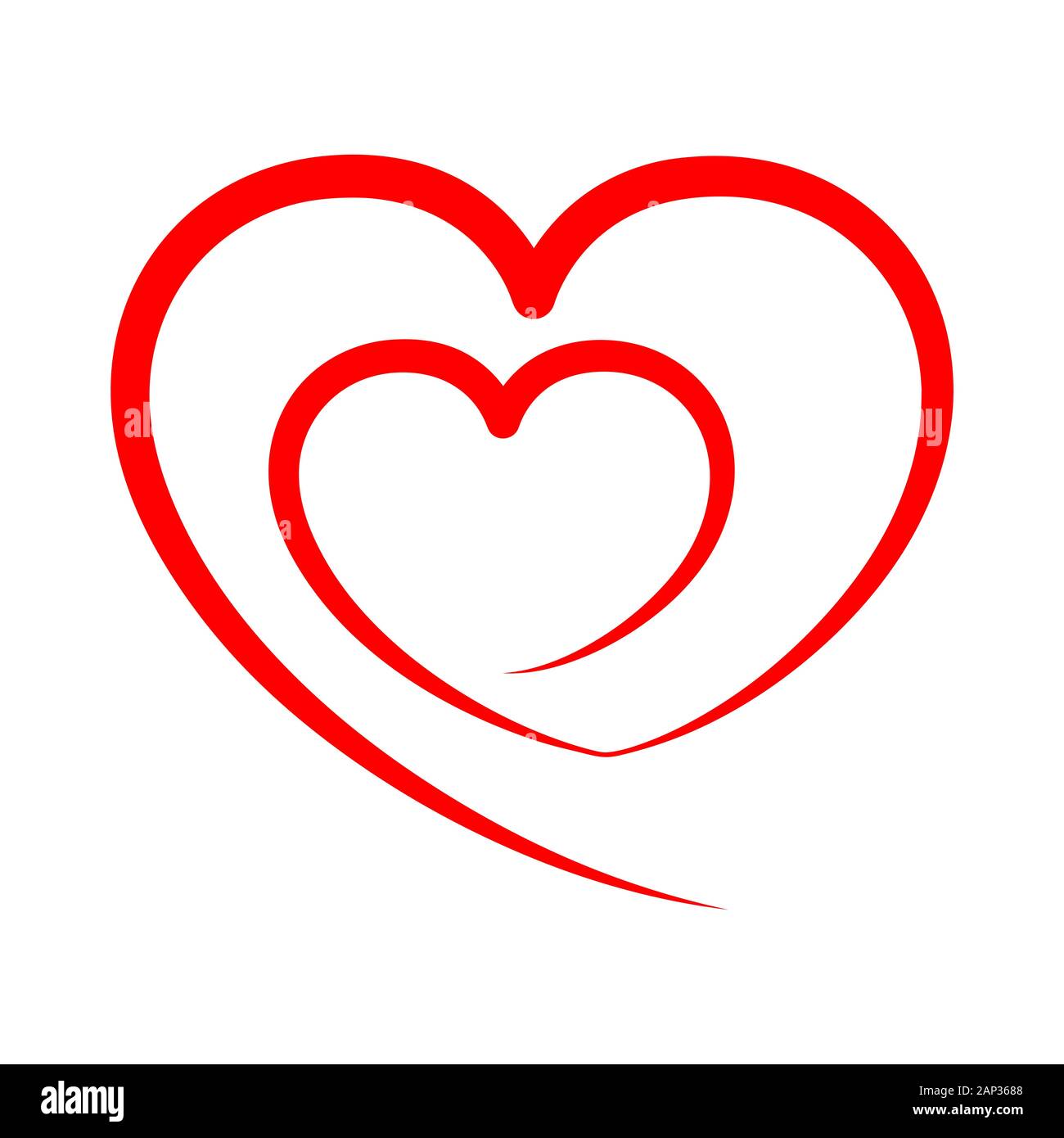 Abstraktes Herz Form skizzieren. Vector Illustration. Rotes Herz Symbol im flachen Stil. Das Herz als Symbol der Liebe. Stock Vektor