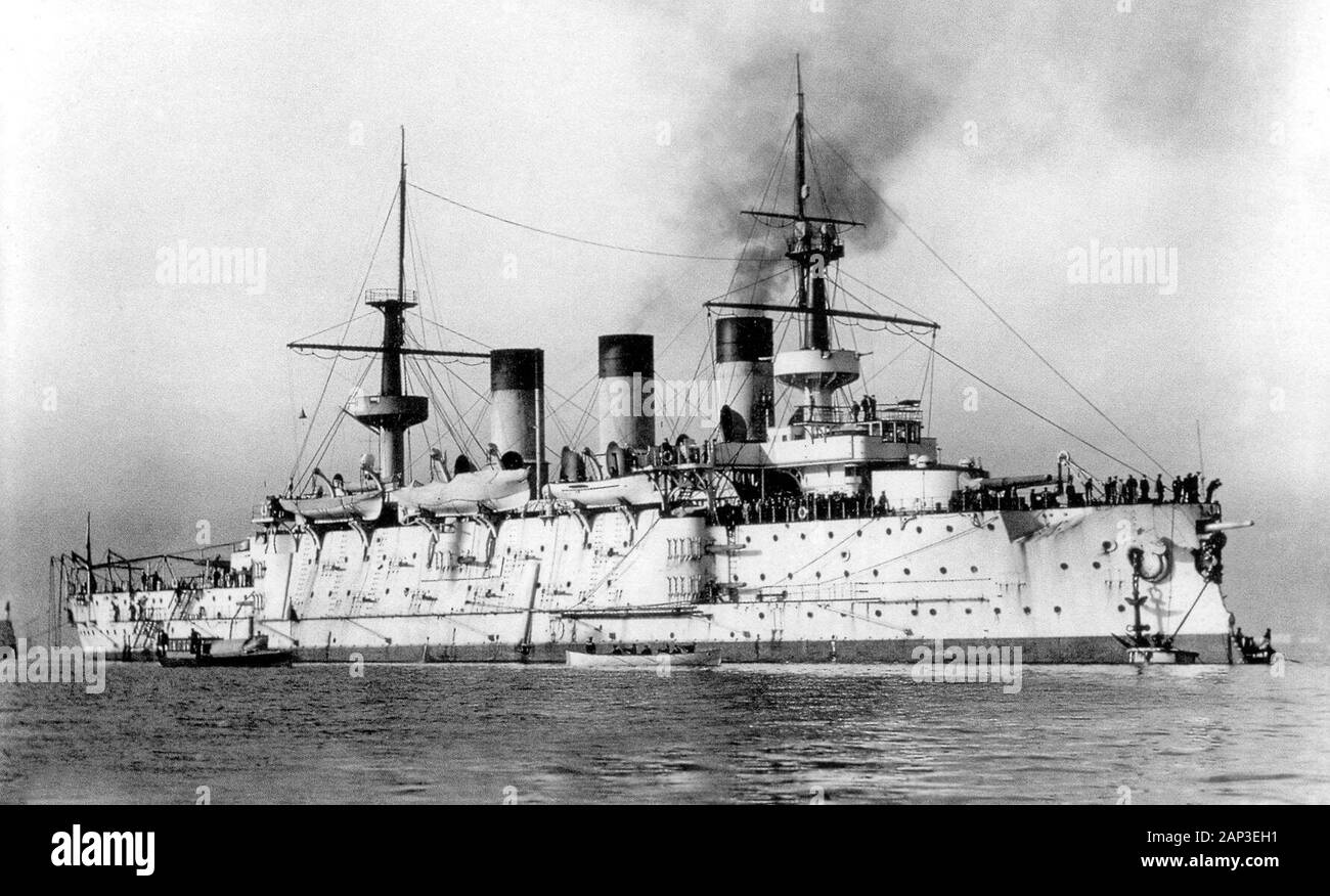 Der imperialen russischen Kriegsschiff Peresvet in Toulon, 1901. Stockfoto