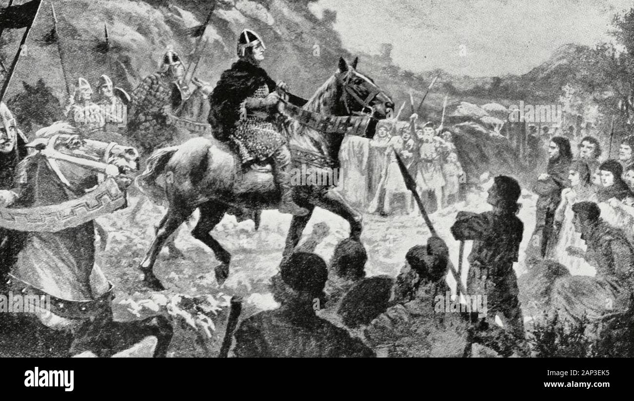 William der Eroberer März in Wales, 1081 Stockfoto