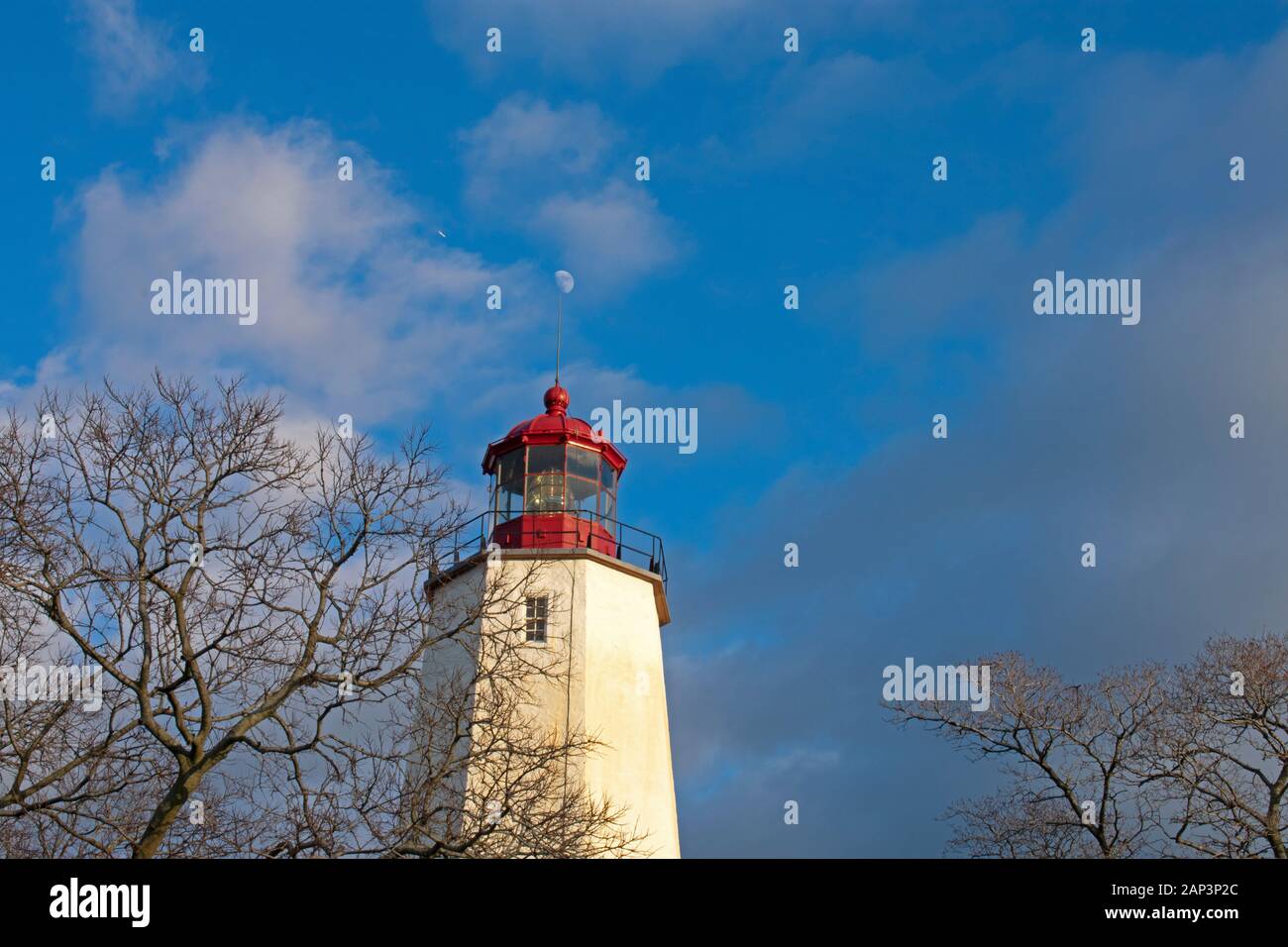 Leuchtturm in Sandy Hook, New Jersey, bei Tageslicht, mit dem Licht ausgeschaltet-18 Stockfoto