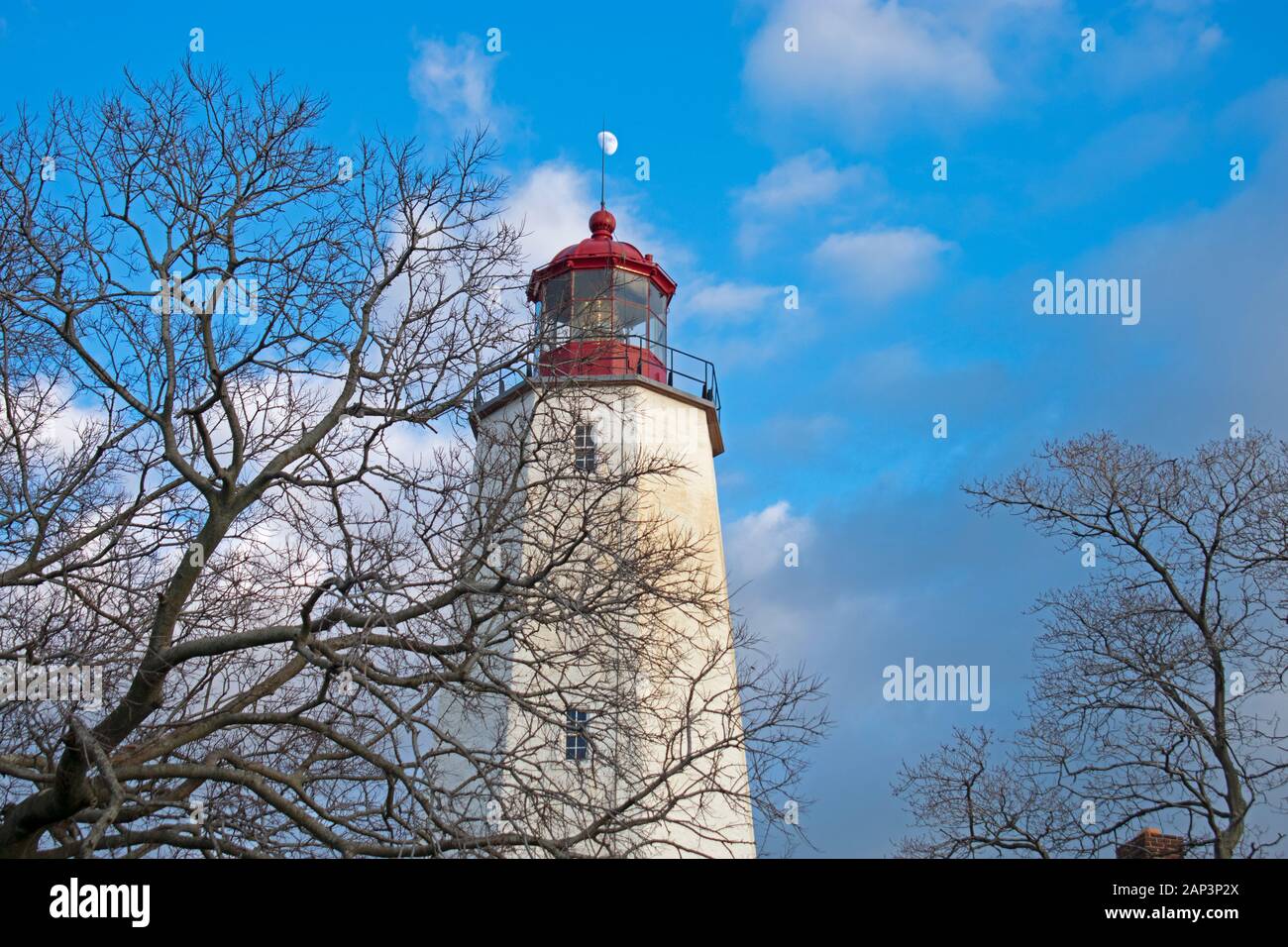 Leuchtturm in Sandy Hook, New Jersey, bei Tageslicht, mit dem Licht ausgeschaltet-19 Stockfoto