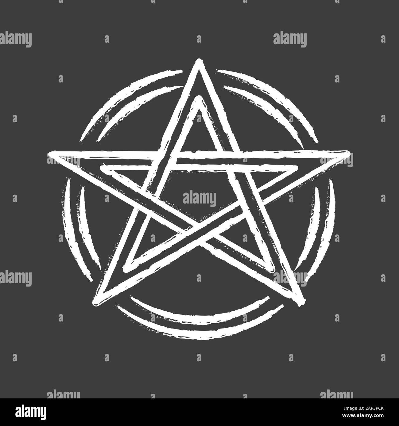 Pentagramm chalk Symbol. Okkulten ritual Pentakel. Teufel Stern. Satanische Sekte, Wicca & heidnische Symbol. Hexerei, esoterischen und teuflische unterzeichnen. Mystic heptagra Stock Vektor