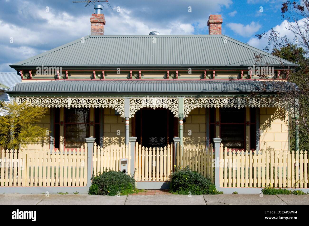 Viktorianisches Haus mit Wetterkarte in Yarraville, Melbourne Stockfoto