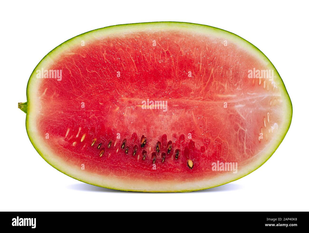 Einzelobjekt von Watermelon Fruit isoliert auf weißem Hintergrund Stockfoto