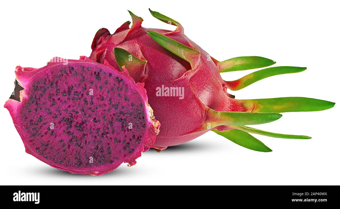 Drachenfrucht Pitaya oder Obst auf weißem Hintergrund Stockfoto