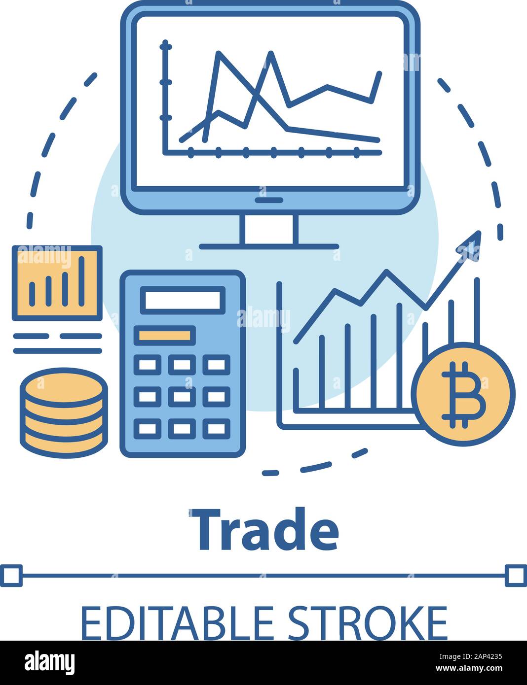 Handel Konzept Symbol. Die Investierung und Börse Idee dünne Linie  Abbildung. Bitcoin Handel. Cryptocurrency Exchange. Finanzielle Transaktion  Analyse Stock-Vektorgrafik - Alamy