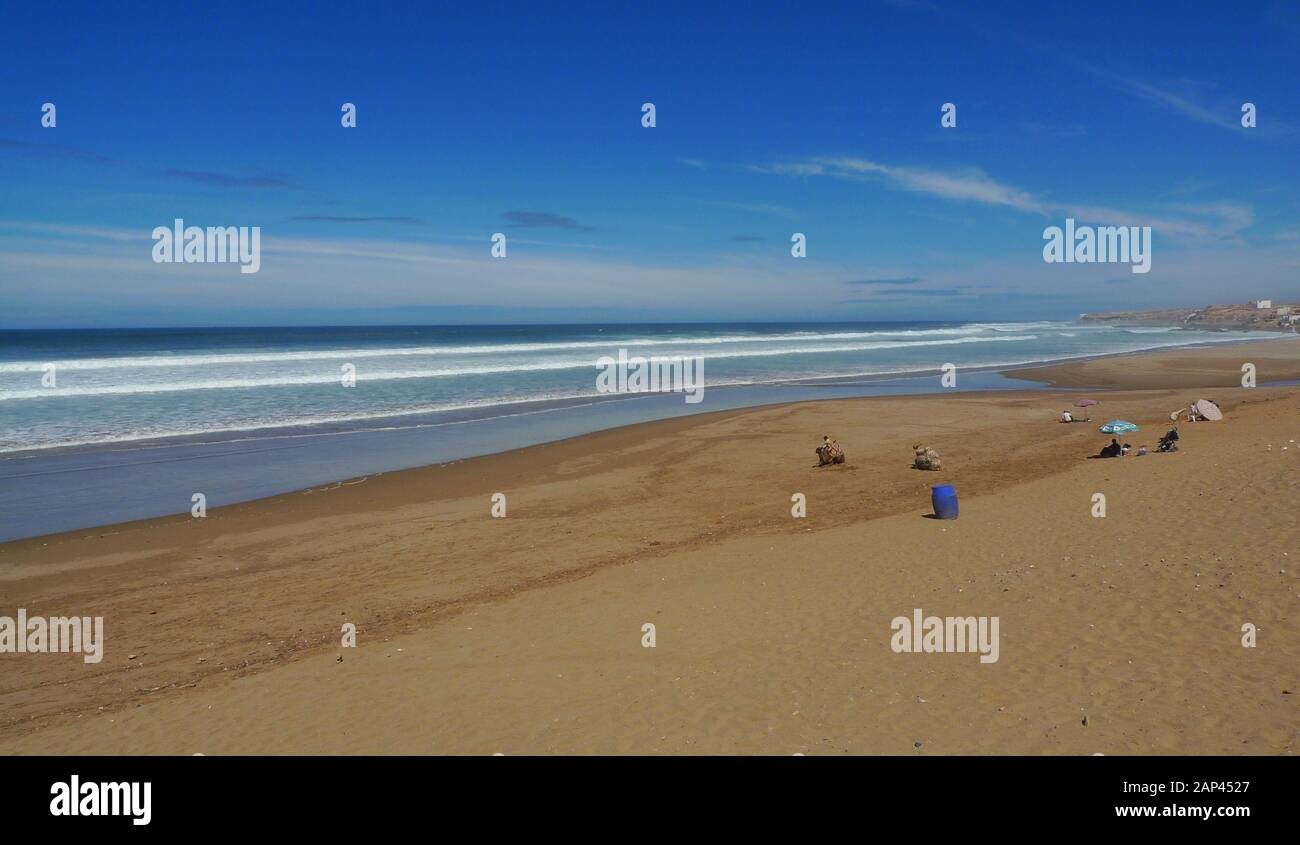 Ein schläfriger Morgen am Strand von Tiznit im Süden von Marokko Stockfoto