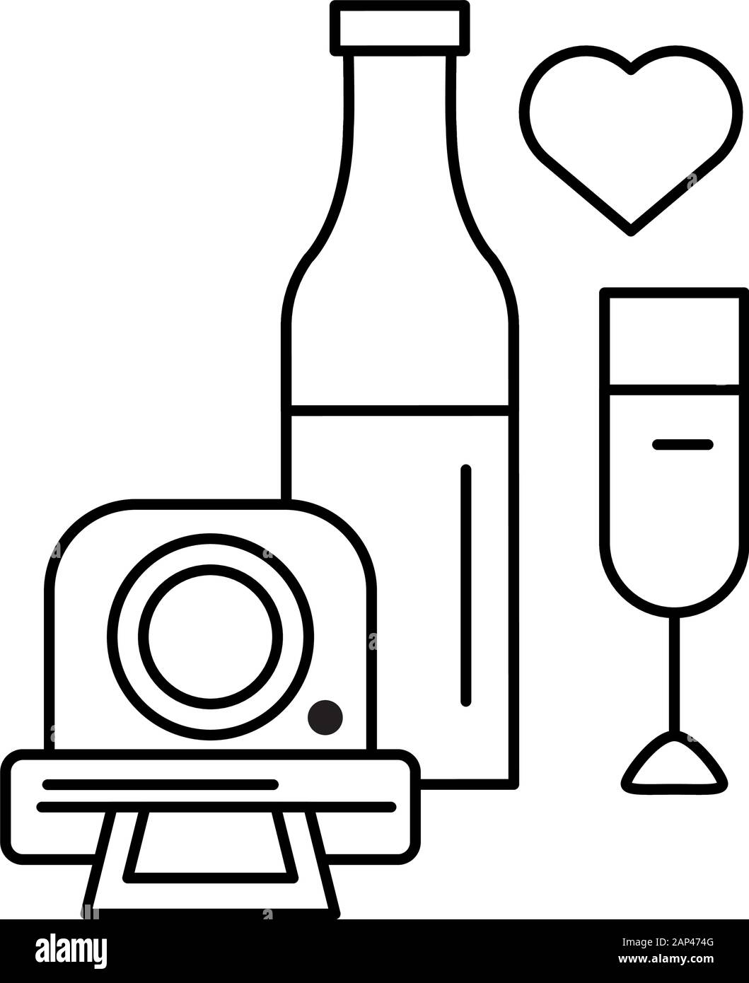 Happy Valentines Tag Kamera fotografische mit Herz Stock Vektor Happy Valentines Tag Kamera fotografische mit Herz Stock Vektor