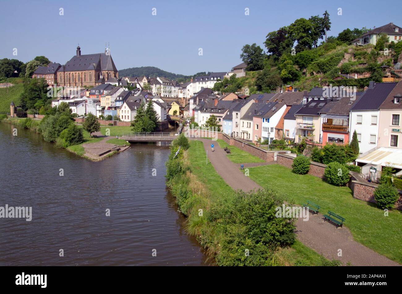 Zusammenfluss der Flüsse Saar und Leuk, Saarburg, Deutschland Stockfoto