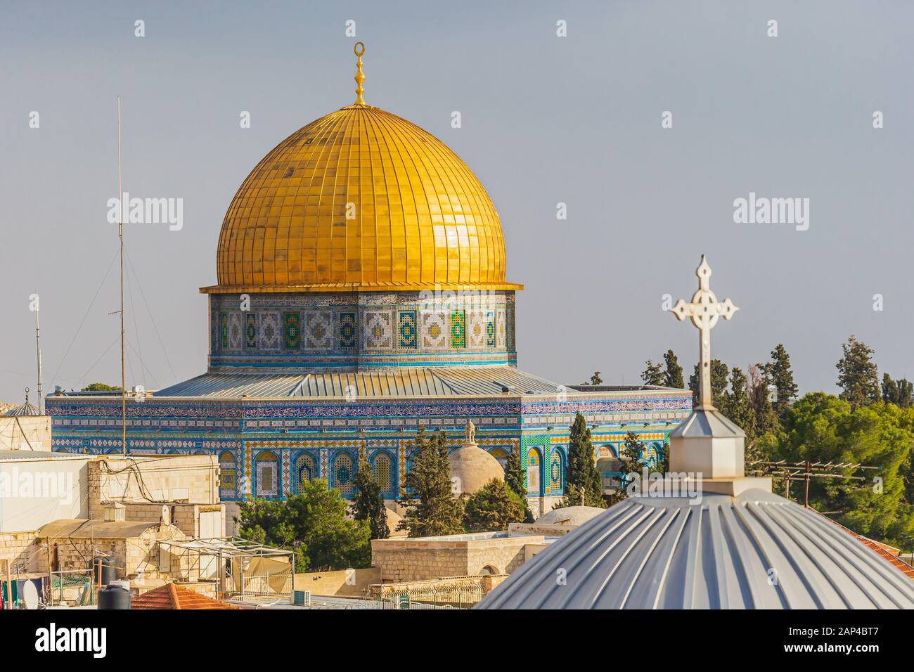 Kuppel des Teh Rock in Der Altstadt von Jerusalem vom österreichischen Hospizdach Stockfoto