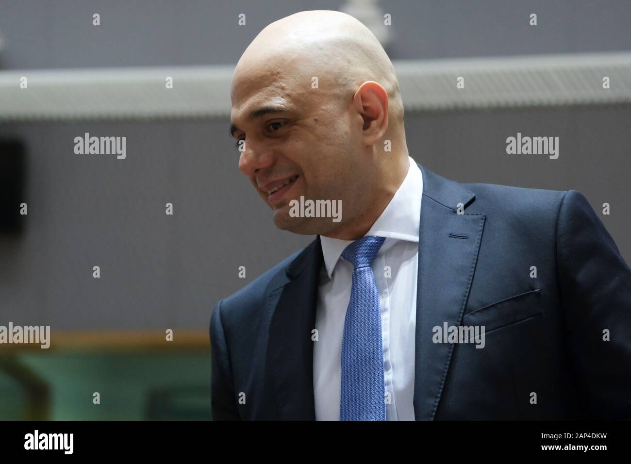 Brüssel, Belgien. 21 Jan, 2020. Der britische Schatzkanzler Sajid Javid besucht einen Finanzminister Rat für Wirtschaft und Finanzen (ECOFIN) treffen. Credit: ALEXANDROS MICHAILIDIS/Alamy leben Nachrichten Stockfoto