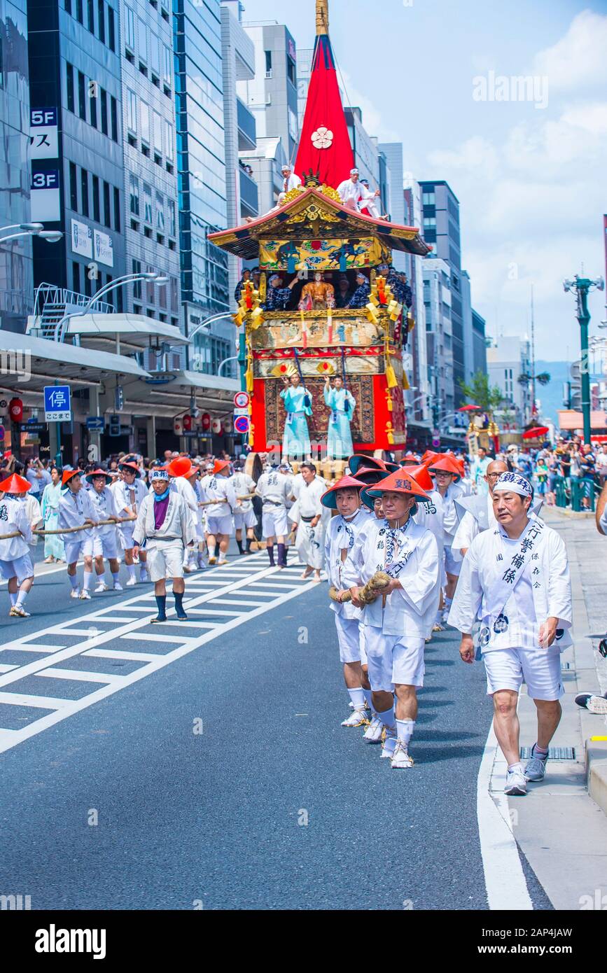 Teilnehmer an Gion Matsuri in Kyoto, Japan Stockfoto