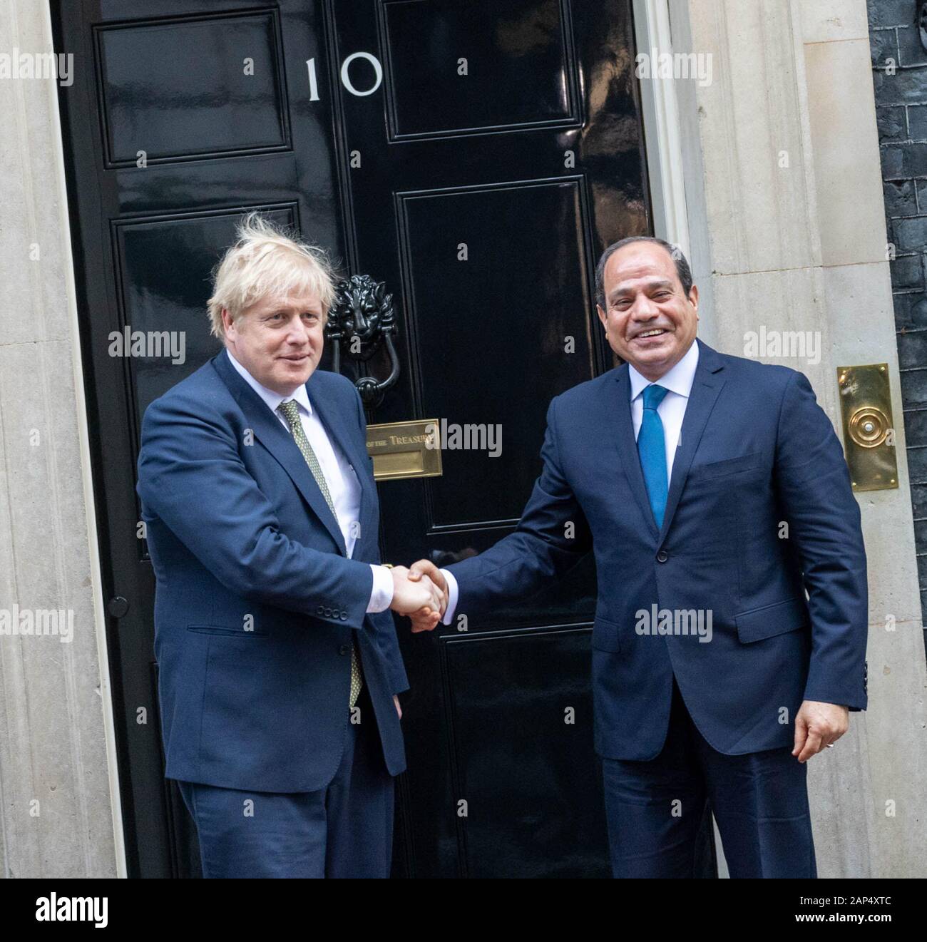 London, Großbritannien. ,. Präsident Abdel Fattah el-Sisi von Ägypten visits Boris Johnson MP PC Premierminister in Downing Street 10, London Quelle: Ian Davidson/Alamy leben Nachrichten Stockfoto