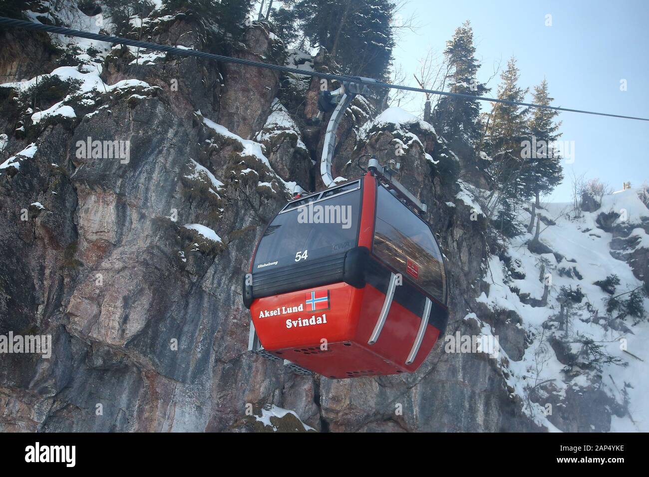 Vorschaubilder für die Audi FIS Alpine Ski World Cup Downhill Rennen am 21. Januar in Kitzbühel, Österreich 2020. Stockfoto